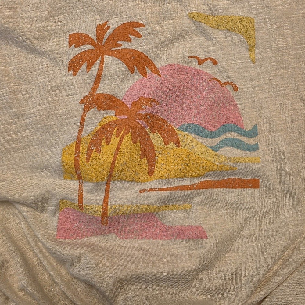 Arizona Body Sleepwear Sz S "Endless Summer" Tropical Palm Trees Cropped White - Picture 7 of 8